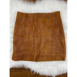 Free People Size 2 Brown Faux Leather Mini Skirt